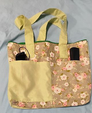 Bolso Tote Floral Rosa y Verde