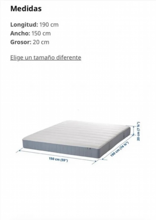 Colchón VESTERÖY de IKEA extra firme 150x190 cm
