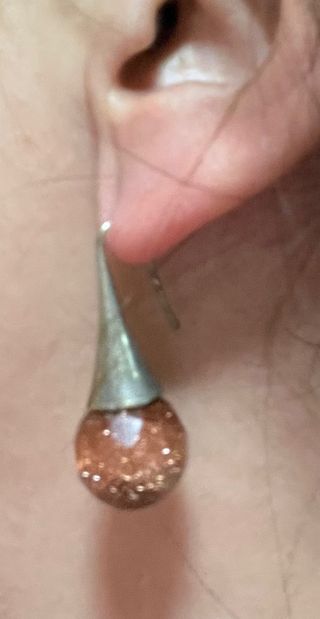 Conjunto Pendientes y Anillo Marrón Dorado