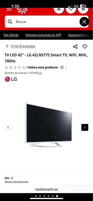 TV Smart LG 42 Impecable