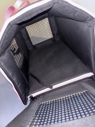 Transportín para mascotas negro y rosa