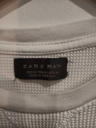 Camiseta Zara Blanca Manga Corta