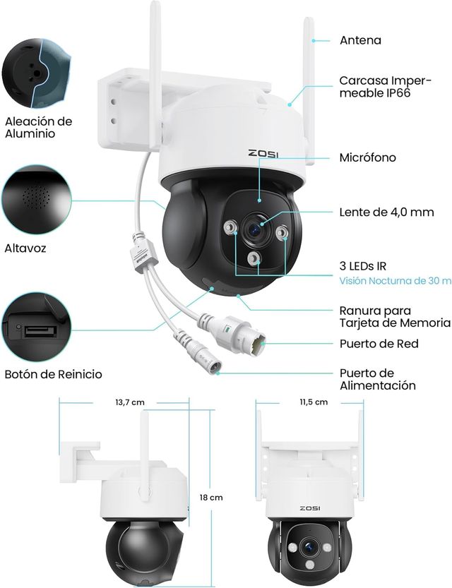 4K 8MP Cámara Vigilancia WiFi Exterior / SIM 64GB