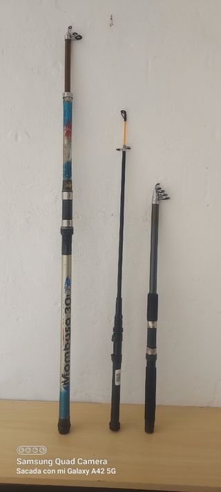 Lote 3 cañas pesca tal como se ve anunc