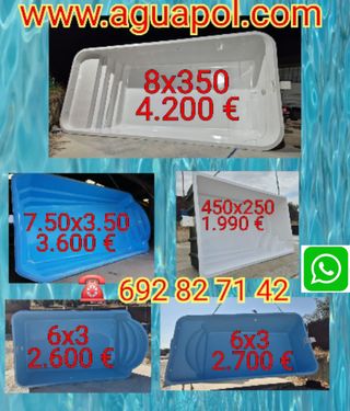 Piscina de poliéster. Parias medidas y modelos