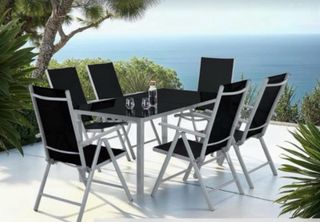 Mesa Cristal Negra Jardín/Terraza solo la mesa