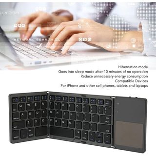 Teclado Bluetooth Plegable, Inalámbrico Portátil Tri Fold con Panel Táctil, NUEVO