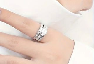 Anillo triple 2CT Moissanita y Plata 925
