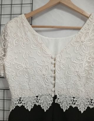 Vestido fiesta cóctel bicolor bordado