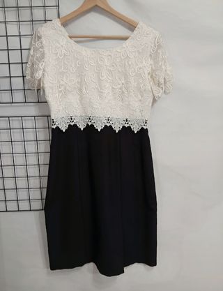 Vestido fiesta cóctel bicolor bordado