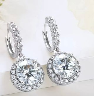Pendientes 4CT Moissanitas en PLATA de Ley 