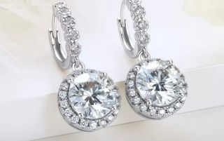 Pendientes 4CT Moissanitas en PLATA de Ley 