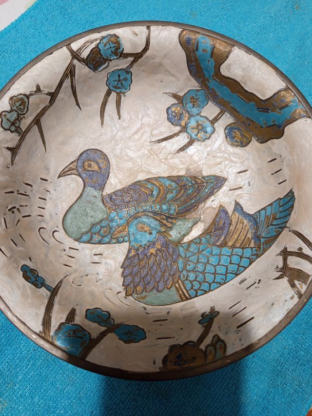 Piatto decorativo con uccelli