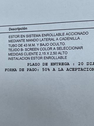 Estor enrollable screen blanco 2,15x2,50