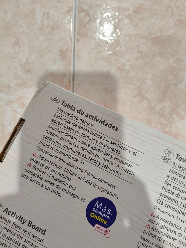 Tabla de actividades sensoriales para niños