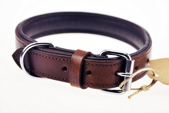 Collare in pelle per cani marrone