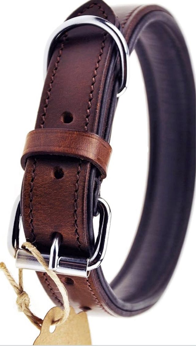 Collare in pelle per cani marrone