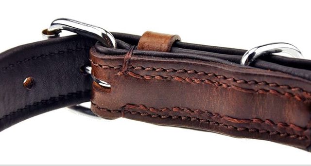 Collare in pelle per cani marrone