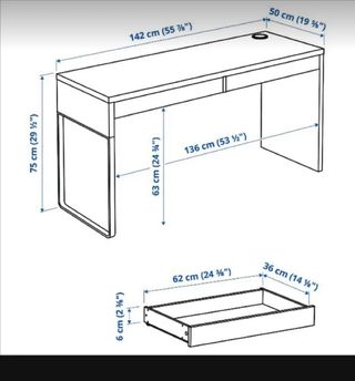 Mesa de estudio Ikea 142x50x75 cm