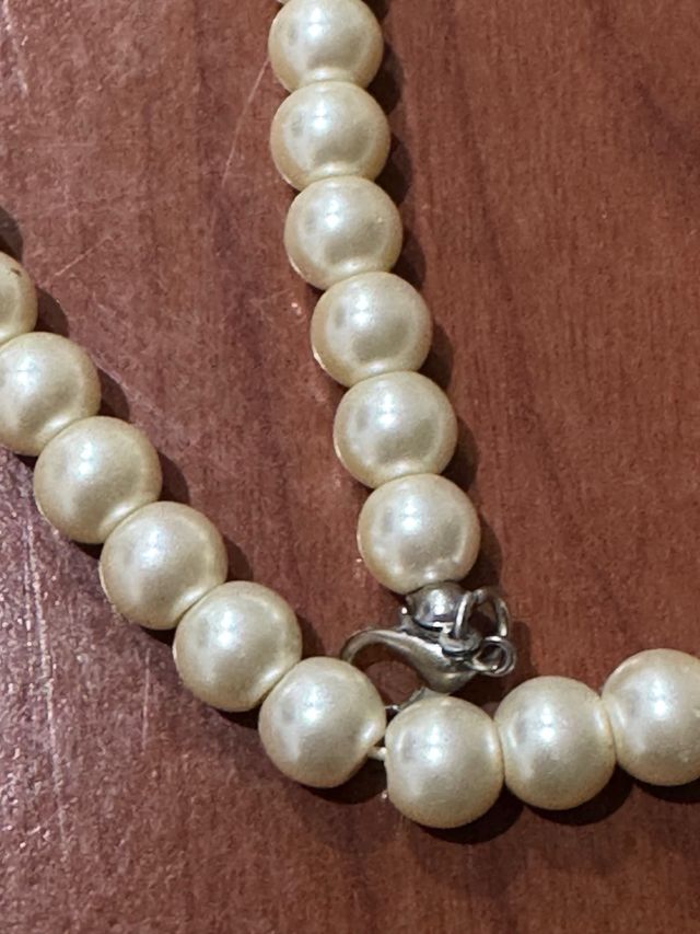 Vintage Collier Perle Bianche Argento