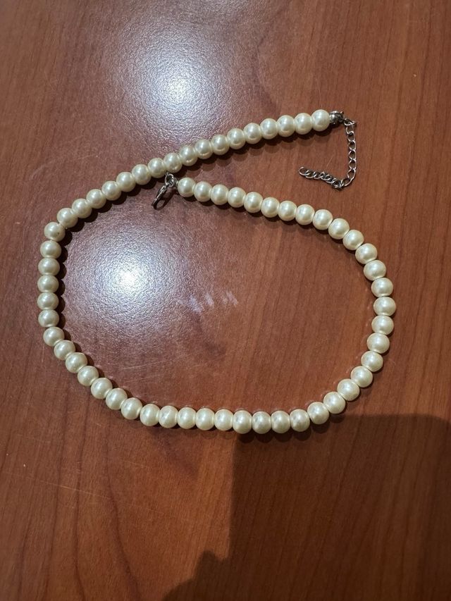 Vintage Collier Perle Bianche Argento