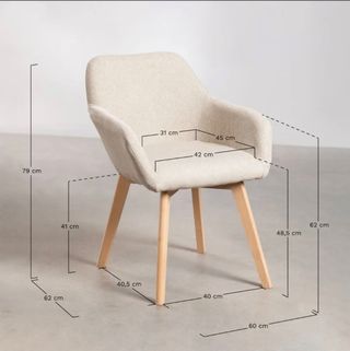Silla Comedor Beige Madera