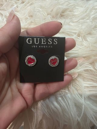 Pendientes Guess Corazón Rojo y Plateado