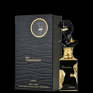 Lattafa His Confession Perfume Negro y Dorado