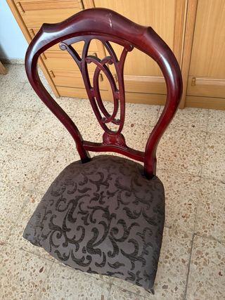 Juego de 6 sillas de salón clásicas color caoba