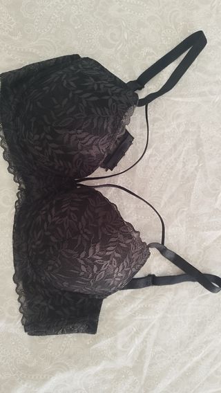 Sujetador encaje negro sexy tiras T-85C