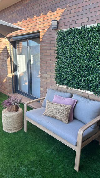 Conjunto Muebles Exterior Madera y Tela