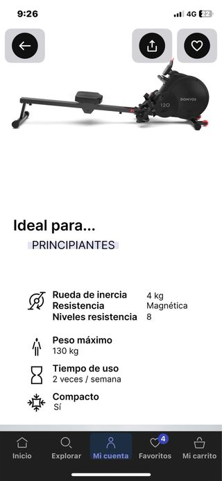 Máquina de remo plegable DOMYOS 120