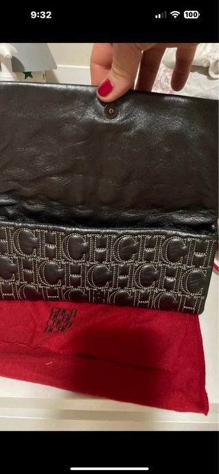 Bolso Clutch CH Carolina Herrera de piel gris