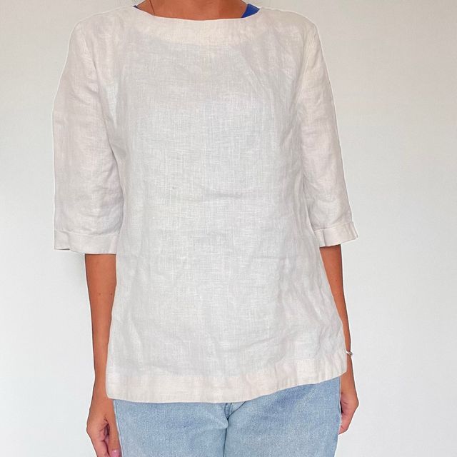 Blusa Lino Blanca Elegante Sencilla