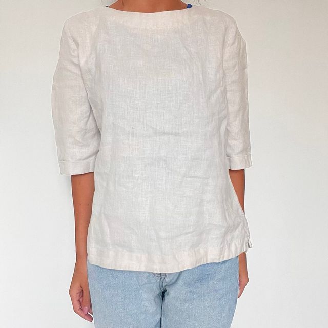 Blusa Lino Blanca Elegante Sencilla
