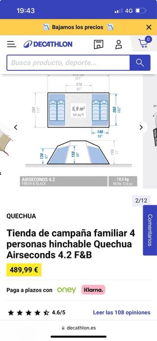 Carpa Decathlon 4 personas