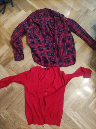 Camisa cuadros roja y chaqueta roja Talla M