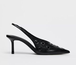 Zapatos Zara Tacón Negro Ojales