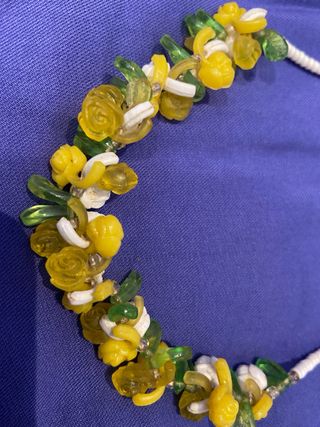 Collana anni '80 fiori gialli e verdi