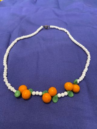 Collana anni '80 perle bianche e arancio