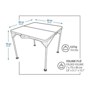 Mesa Plegable Decathlon 80x80cm Nueva