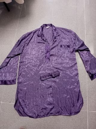 Camisón/Bata Morado con Cinturón y Broches