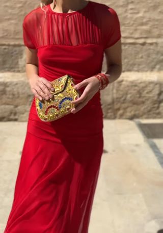 Vestido rojo tul manga corta Pin Pon Lili