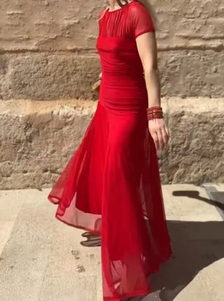 Vestido rojo tul manga corta Pin Pon Lili