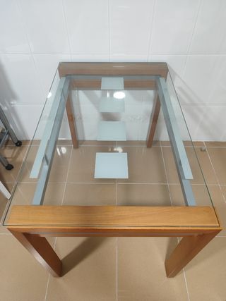 Mesa de cocina cerezo y cristal 110x70