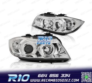 FAROS BMW E90 91 05-08 OJOS ANGEL CCFL FONDO CROMO