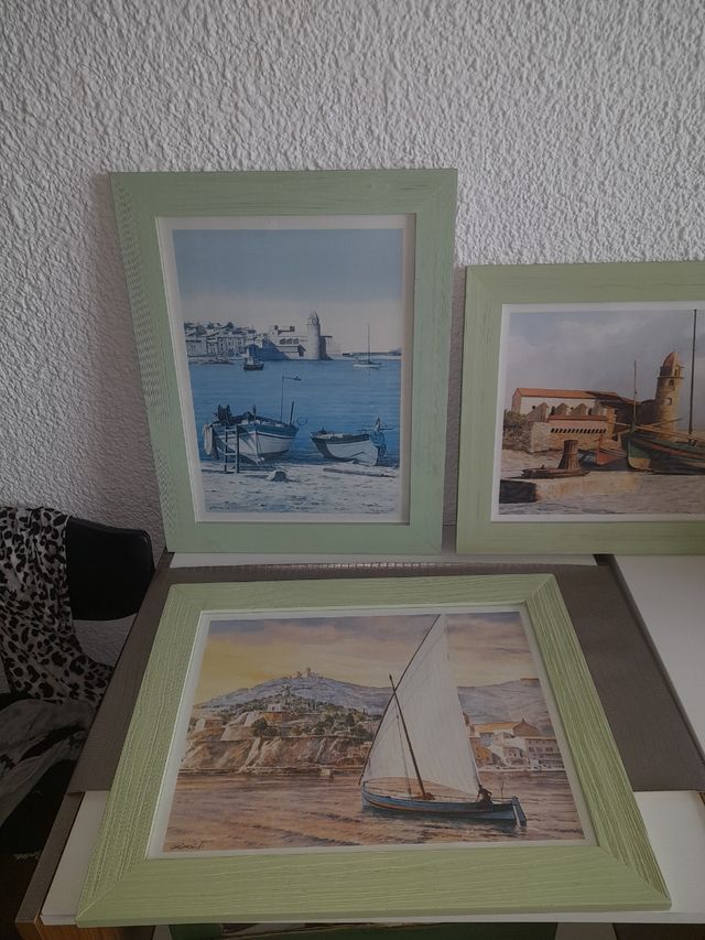 3 Cuadros Marinos 45x35cm navegacion velero barco