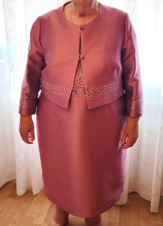 Evassé Vestido Talla 54 Rosa con lunares