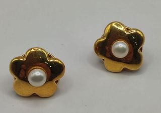 Pendientes Flor Curva oro 18k, 4gr. Ref. G-073.