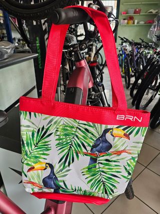 Borsa da bici con stampa tropicale col. Rosso